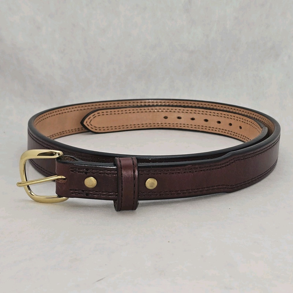 EUC BELTMAN Leather Gun Belt 1.5" Wide Dual-Layer Bullhide Gun Belt Brown Sz 50